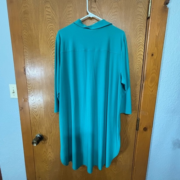 Women with Control Green/Teal Tunic/Dress 3/4 Sleeve Notched Collar - Picture 5 of 12